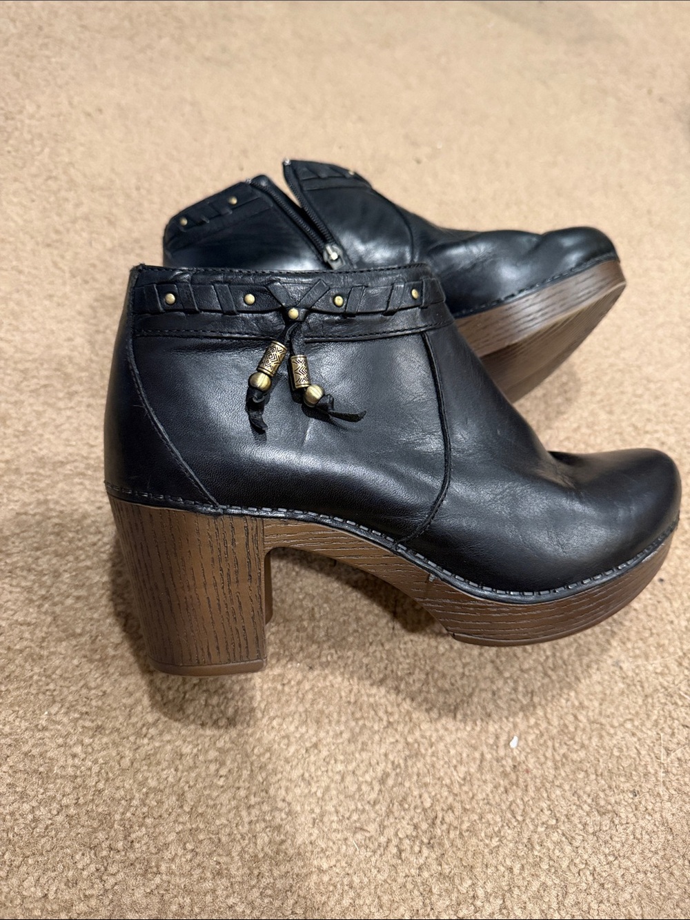 Dansko Black Leather Ankle Booties with Decorative Studs - Picture 3 of 6